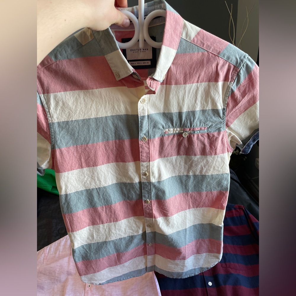 Striped Short Sleeve Button-Up Shirt
